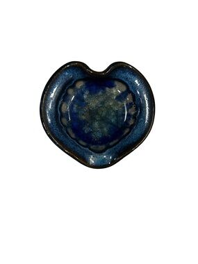 Handcrafted Heart-Shaped Ceramic Dish in Deep Blue